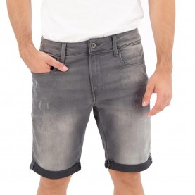 Къси панталони G-Star 3301 Slim 1/2 denim shorts - Grey (Light Aged Destroy) къси,панталони,мъжки,панталони,g,star,3301,slim,1,2,denim,shorts,grey,(light,aged,destroy)