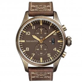 часовник,часовници,szanto,4003,vintage,pilot,watch,brown,(bronze,leather,brown)