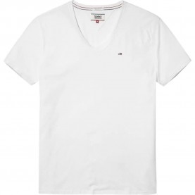 тениска,мъжки,тениски,tommy,jeans,original,short,sleeve,v,neck,t,shirt,classic,white,(white)