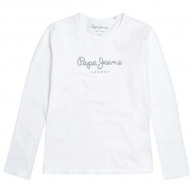 тениска,детски,тениски,pepe,jeans,hana,glitter,long,sleeve,t,shirt,white