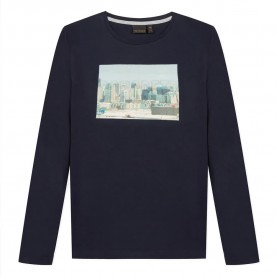 Тениска Beckaro North California long sleeve T-shirt - Blue (Marine) тениска,мъжки,тениски,дамски,тениски,beckaro,north,california,long,sleeve,t,shirt,blue,(marine)