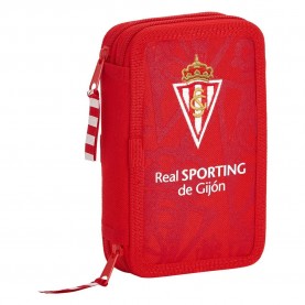 канцеларски,принадлежности,safta,sporting,gijon,small,double,filled,pencil,case,red,(red)