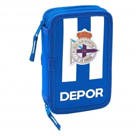 канцеларски,принадлежности,safta,deportivo,de,la,coruña,small,double,filled,pencil,case,white,blue,(white,blue)