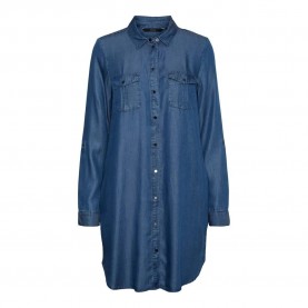рокля,дамски,поли,и,рокли,vero,moda,silla,mix,long,sleeve,short,dress,blue,(medium,blue,denim)