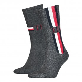 чорапи,мъжки,чорапи,tommy,hilfiger,iconic,stripe,classic,socks,2,pairs,middle,grey,melange,(grey)