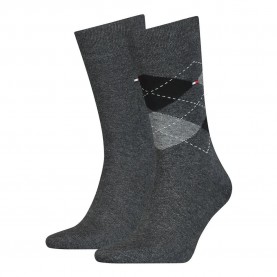 чорапи,мъжки,чорапи,tommy,hilfiger,check,classic,socks,2,pairs,anthracite,(grey)
