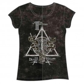 тениска,дамски,тениски,warner,bros,harry,potter,deathly,hallows,short,sleeve,t,shirt,black,(black)