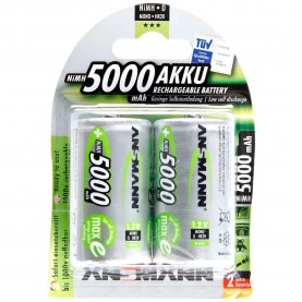батерии,ansmann,1x2,maxe,nimh,rechargeable,mono,d,batteries,5000mah,silver,(silver)