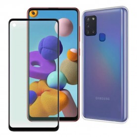 други,аксесоари,muvit,pack,samsung,galaxy,a21s,case,and,tempered,glass,silicone,phone,case,clear,black,(clear,black)