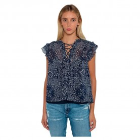 Риза с къс ръкав Pepe jeans Letizias short sleeve shirt - Blue (Multi) риза,с,къс,ръкав,дамски,ризи,мъжки,ризи,pepe,jeans,letizias,short,sleeve,shirt,blue,(multi)