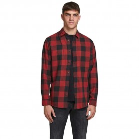 риза,с,дълъг,ръкав,мъжки,ризи,jack,&,jones,gingham,twill,long,sleeve,shirt,brick,red,slim,fit,(red)
