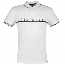 Блуза с яка Hackett Chest Stripe short sleeve polo - White (White) блуза,с,яка,мъжки,блузи,с,яка,hackett,chest,stripe,short,sleeve,polo,white,(white)