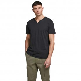 тениска,мъжки,тениски,jack,&,jones,split,short,sleeve,t,shirt,black,(black,slim,fit)