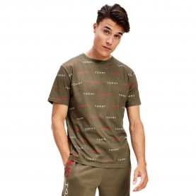 тениска,мъжки,пижами,tommy,jeans,crew,print,short,sleeve,pyjama,t,shirt,green,(army,green)