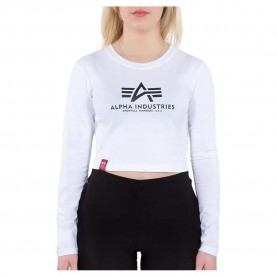 къса,блуза,дамски,топове,alpha,industries,basic,crop,long,sleeve,top,white