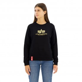 Блуза Alpha industries New Basic Foil Print sweater - Black (Black / Yellow Gold) блуза,дамски,пуловери,дамски,плетени,дрехи,alpha,industries,new,basic,foil,print,sweater,black,(black,yellow,gold)