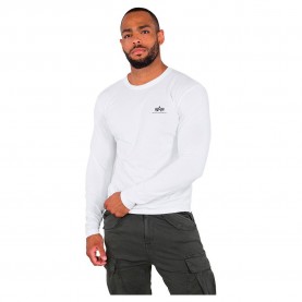 тениска,мъжки,тениски,alpha,industries,basic,small,logo,long,sleeve,t,shirt,white