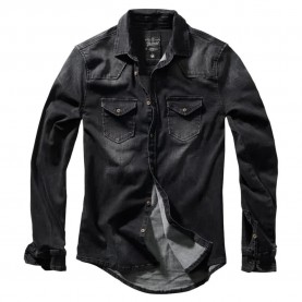 риза,с,дълъг,ръкав,мъжки,ризи,brandit,riley,denim,long,sleeve,shirt,black