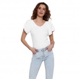 тениска,дамски,тениски,only,leelo,short,sleeve,v,neck,t,shirt,eggnog,(white)