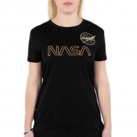 Тениска Alpha industries NASA Embroidery short sleeve T-shirt - Black (Black) тениска,дамски,тениски,alpha,industries,nasa,embroidery,short,sleeve,t,shirt,black,(black)