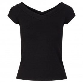 тениска,дамски,тениски,pieces,maliva,off,shoulder,short,sleeve,v,neck,t,shirt,black,(black)