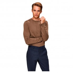 блуза,мъжки,пуловери,selected,berg,sweater,brown,(teak,detail,melange)