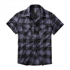 карирана,риза,мъжки,ризи,brandit,check,short,sleeve,shirt,black,grey,(blue)
