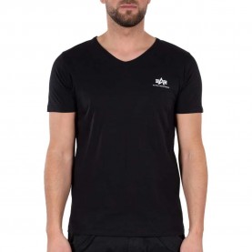 тениска,мъжки,тениски,alpha,industries,basic,small,logo,short,sleeve,v,neck,t,shirt,black,(black)