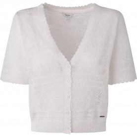 Блуза Pepe jeans Phayton short sleeve sweater - White (White) блуза,дамски,пуловери,дамски,плетени,дрехи,pepe,jeans,phayton,short,sleeve,sweater,white,(white)