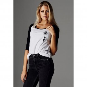 тениска,дамски,тениски,mc,clothes,bansky,3,4,sleeve,t,shirt,white,black,(white)