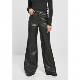 панталони,дамски,панталони,urban,classics,trousers,faux,leather,wide,leg,black