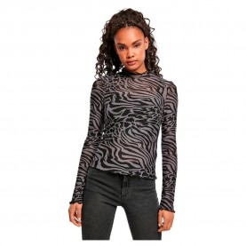 фланелка,с,дълъг,ръкав,дамски,блузи,дамски,ризи,urban,classics,turtleneck,top,aop,mesh,big,long,sleeve,blouse,dark,gray,black,(grey)