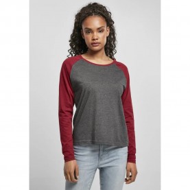 тениска,дамски,тениски,urban,classics,contrast,raglan,big,long,sleeve,t,shirt,marron,foncé,bordeaux,(brown)