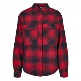 Карирана риза Urban classics Check Over shirt - Blue (Dark Blue / Red) карирана,риза,дамски,ризи,urban,classics,check,over,shirt,blue,(dark,blue,red)