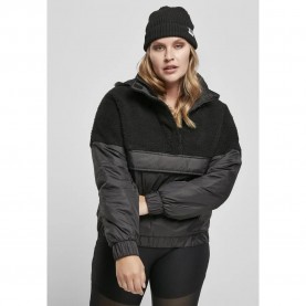 яке,дамски,якета,и,палта,urban,classics,sherpa,mix,pull,over,big,jacket,black