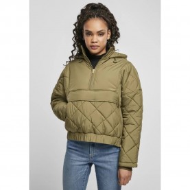 Яке Urban classics Oversized Diamond Quilted Pull Over Big jacket - Green (Olive Green) яке,дамски,якета,и,палта,urban,classics,oversized,diamond,quilted,pull,over,big,jacket,green,(olive,green)