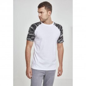 Тениска Urban classics Raglan Contract T-shirt - White (White / Dark Brown) тениска,мъжки,тениски,urban,classics,raglan,contract,t,shirt,white,(white,dark,brown)