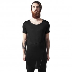 Тениска Urban classics Long Front Zip Big short sleeve T-shirt - Black (Black) тениска,мъжки,тениски,дамски,тениски,urban,classics,long,front,zip,big,short,sleeve,t,shirt,black,(black)