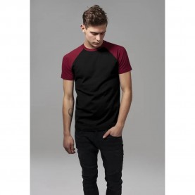 Тениска Urban classics Contract 2.0 Raglan short sleeve T-shirt - Black / Bordeaux (Black) тениска,мъжки,тениски,urban,classics,contract,2.0,raglan,short,sleeve,t,shirt,black,bordeaux,(black)