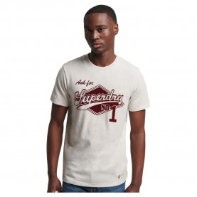 Тениска Superdry Vintage Script Style Coll short sleeve T-shirt - White (Oat Marl) тениска,мъжки,тениски,дамски,тениски,superdry,vintage,script,style,coll,short,sleeve,t,shirt,white,(oat,marl)