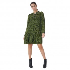 дънки,дамски,поли,и,рокли,salsa,jeans,125371,floral,print,with,collar,long,sleeve,short,dress,green,(green)