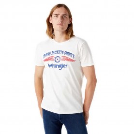 Тениска Wrangler Americana short sleeve T-shirt - Off White (White) тениска,мъжки,тениски,wrangler,americana,short,sleeve,t,shirt,off,white,(white)