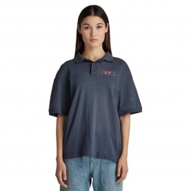 G-Star Mesh Loose short sleeve polo - Blue (Fantem Blue) дамски,блузи,с,яка,g,star,mesh,loose,short,sleeve,polo,blue,(fantem,blue)