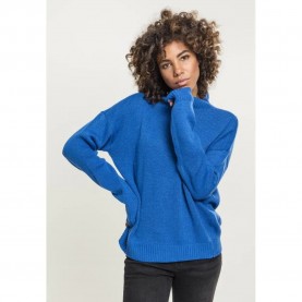 Блуза Urban classics High neck sweater - Blue (Blue Fluo) блуза,дамски,пуловери,дамски,плетени,дрехи,urban,classics,high,neck,sweater,blue,(blue,fluo)