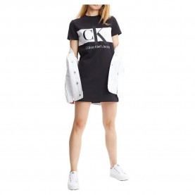 дънки,дамски,поли,и,рокли,calvin,klein,jeans,blocking,short,sleeve,short,dress,black