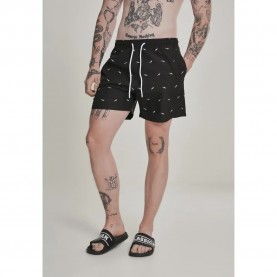 Бански гащета Urban classics Urban Classic Embroidery swimming shorts - White (White / Black) бански,гащета,мъжки,бански,костюми,urban,classics,urban,classic,embroidery,swimming,shorts,white,(white,black)
