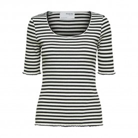 тениска,дамски,тениски,selected,anna,short,sleeve,t,shirt,black,snow,white,(black)