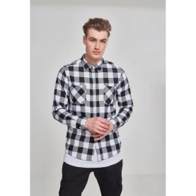риза,с,дълъг,ръкав,мъжки,ризи,urban,classics,basic,flannel,long,sleeve,shirt,black,white,(black)