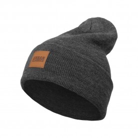 шапка,всички,шапки,urban,classics,bonnet,urban,classic,leatherpatch,long,beanie,brown,(marron,foncé)