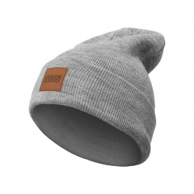 Шапка Urban classics Bonnet Urban Classic Leatherpatch Long beanie - Grey (Grey) шапка,всички,шапки,urban,classics,bonnet,urban,classic,leatherpatch,long,beanie,grey,(grey)